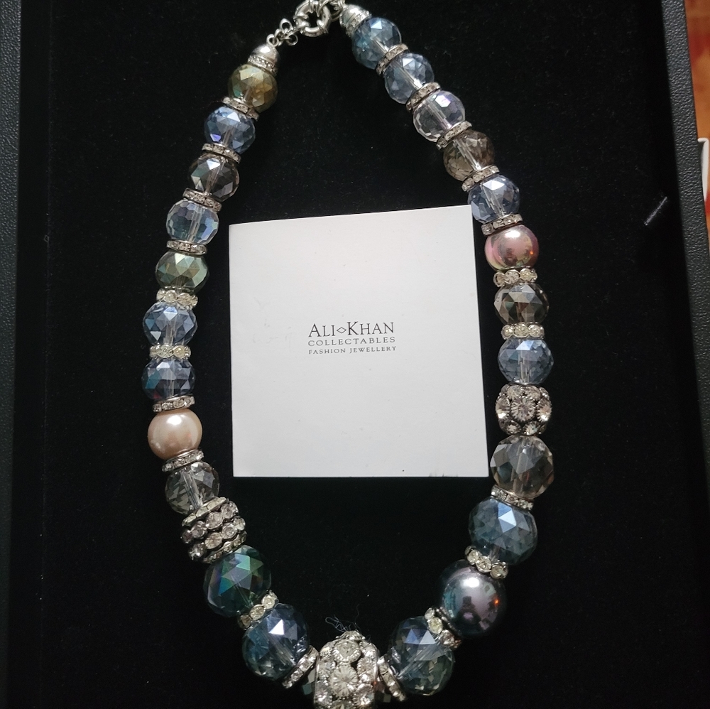 New Ali Khan Silver Tone Statement Necklace.